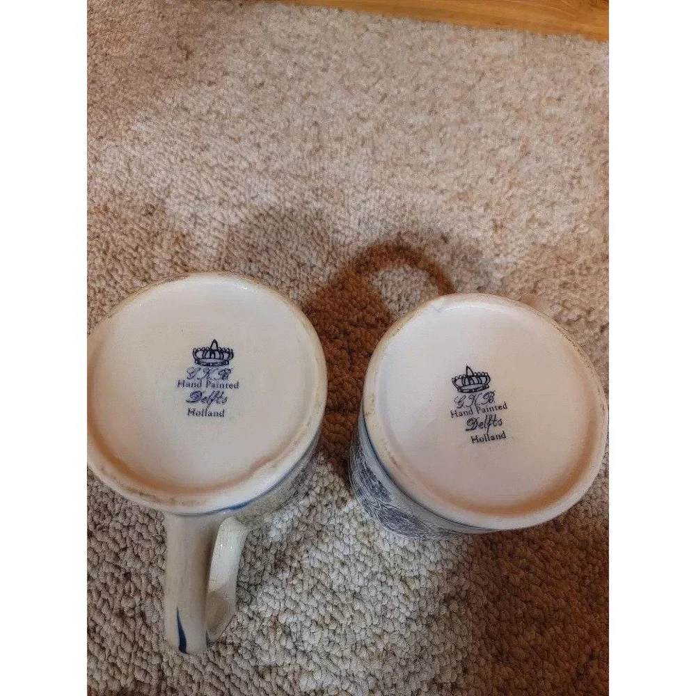 Pair OfDelft Blue Hand Painted Heineken Windmill Beer Tankard Stein Mug Holland - Picture 9 of 10